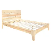 Massivholzbett mit sichtbarer Holzmaserung 140x200 – Doppelbett mit hohem Kopfteil – Farbe: Natur