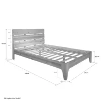 Massivholzbett mit sichtbarer Holzmaserung 140x200 – Doppelbett mit hohem Kopfteil – Farbe: Natur