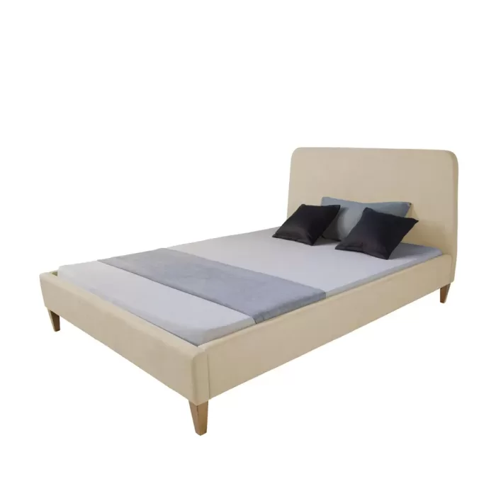 Polsterbett 140x200 - Doppelbett mit hohem Kopfteil - Farbe: Beige