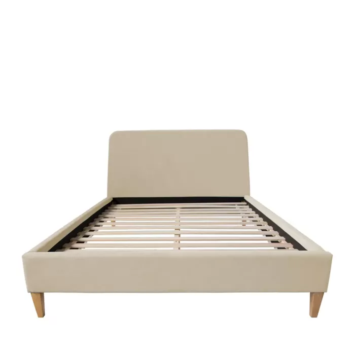 Polsterbett 140x200 - Doppelbett mit hohem Kopfteil - Farbe: Beige