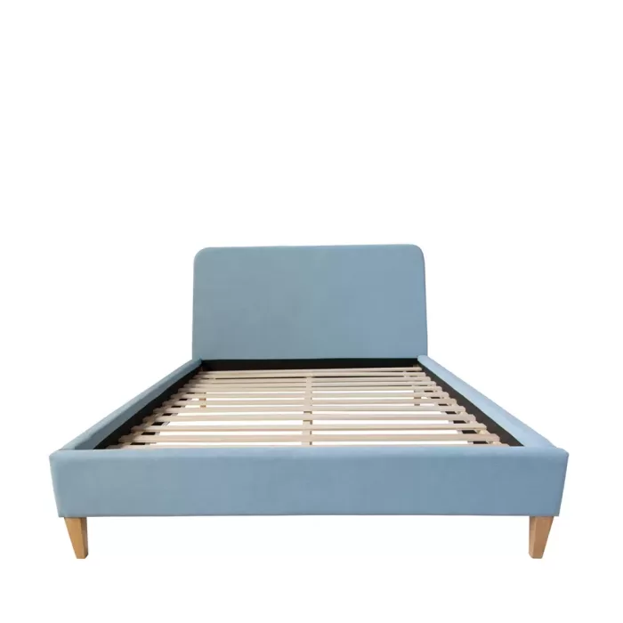 Polsterbett 140x200 - Doppelbett mit hohem Kopfteil - Farbe: Hellblau