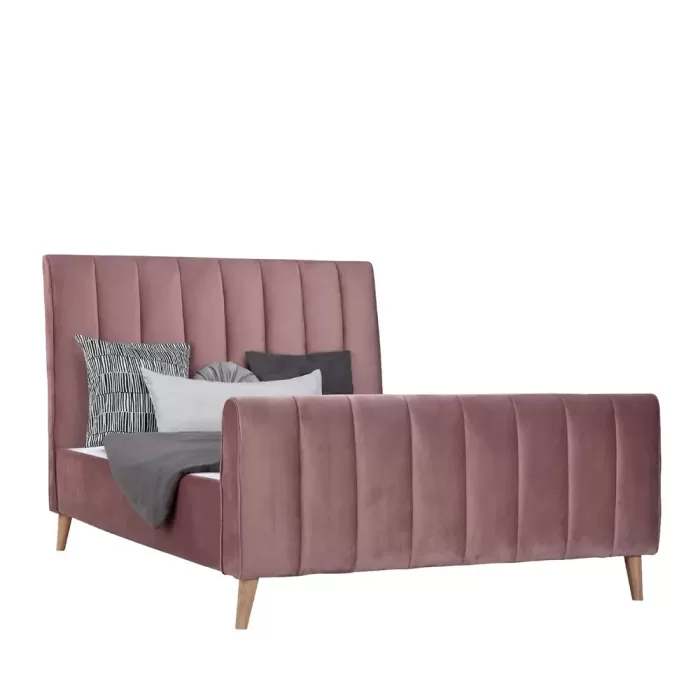 Polsterbett 140x200 - Doppelbett mit hohem Kopf- und Fußteil - Farbe: Rosa