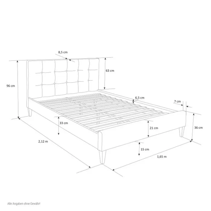 Polsterbett 160x200 - Doppelbett mit hohem Kopfrahmen - Farbe: Schwarz