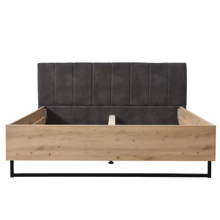 Industrial Design Bett 160x200 - Doppelbett mit hohem Kopfteil - Farbe: Natur mit Grau