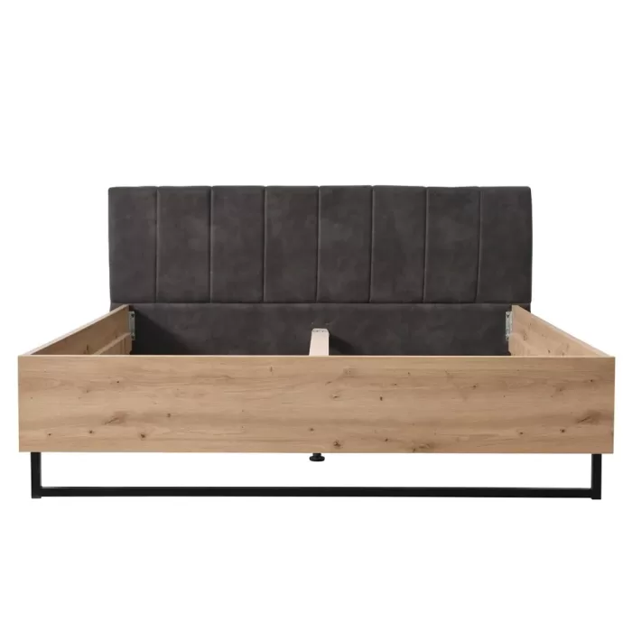 Industrial Design Bett 180x200 - Doppelbett mit hohem Kopfteil - Farbe: Natur mit Grau