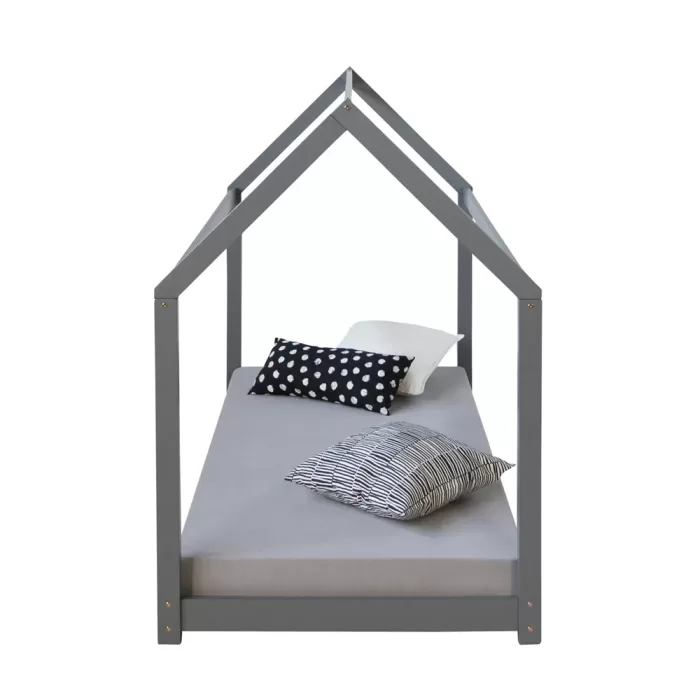 Hausbett 80x160 - Kinder- und Juniorbett - Farbe: Grau