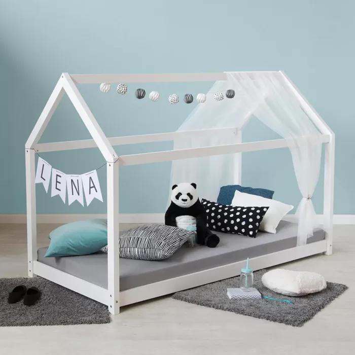 Hausbett 80x160 - Kinder- und Juniorbett - Farbe: Weiß