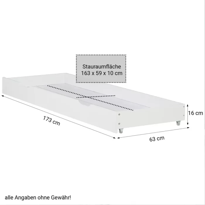 Massivholzbett 90×200 – Einzelbett mit Rückenlehne und Schublade – Farbe: Weiß