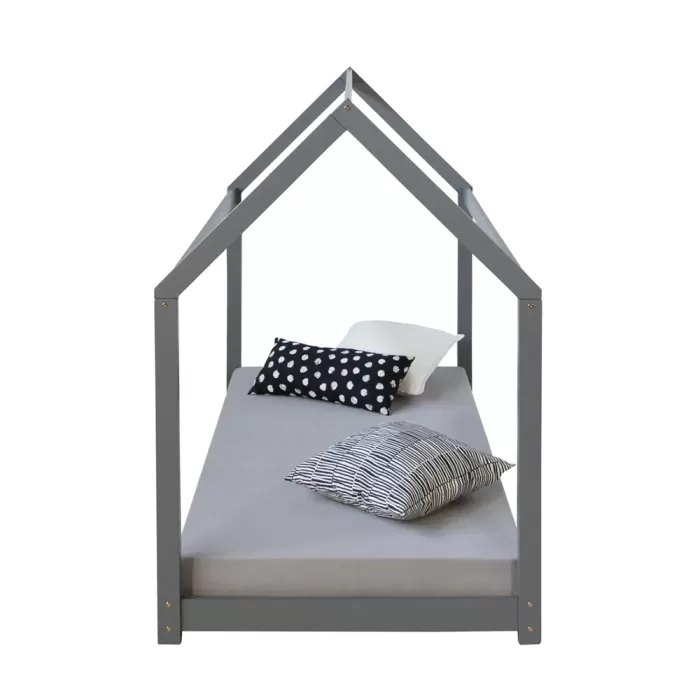 Hausbett 90x200 - Kinder- und Jugendbett - Farbe: Grau