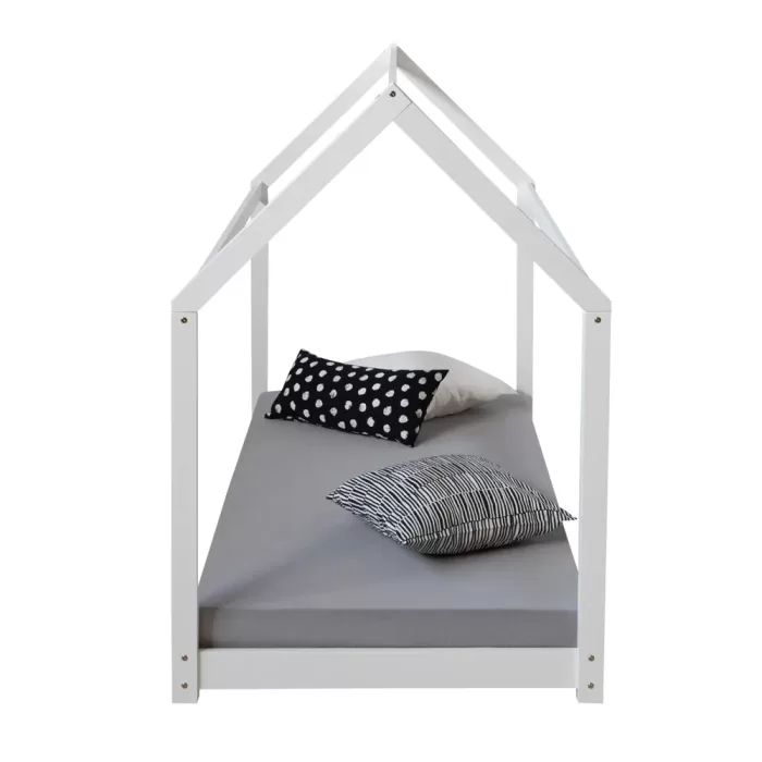 Hausbett 90x200 - Kinder- und Jugendbett - Farbe: Weiß