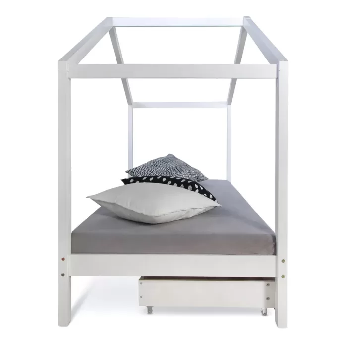 Hausbett 90x200 - Kinderbett mit Bettkästen - Farbe: Weiß