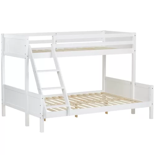 Doppelstockbett 90x200 und 140x200 - Vollholz Etagenbett für Kinder - Farbe: Weiß