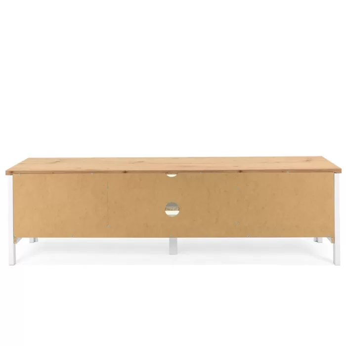 TV Schrank 160 cm Breite - Lowboard mit Ablagen und zwei Schubladen – Farbe: Weiß Natur