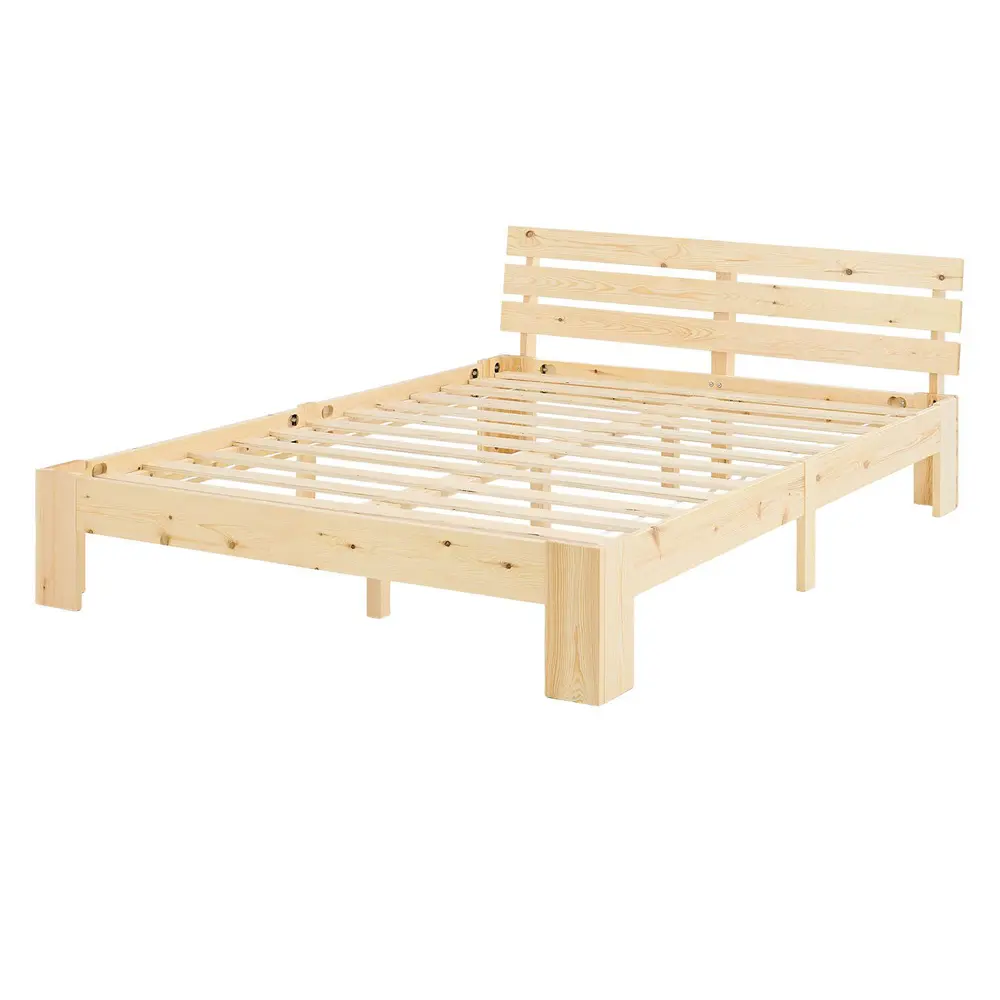 Neue Geprüfte Retourware - Massivholzbett 120×200 cm - Echtholzbett in Natur mit hohem Kopfrahmen