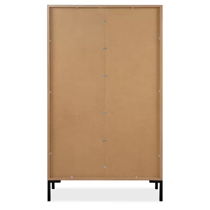 Hochschrank 81 cm Breite - Highboard Industrial mit Schubkästen und schwarzen Metallbeinen - Farbe: Natur