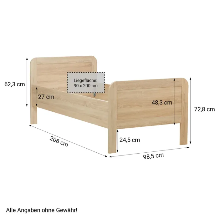 Höhenverstellbares Komfortbett 90x200 - Seniorenbett in Natur