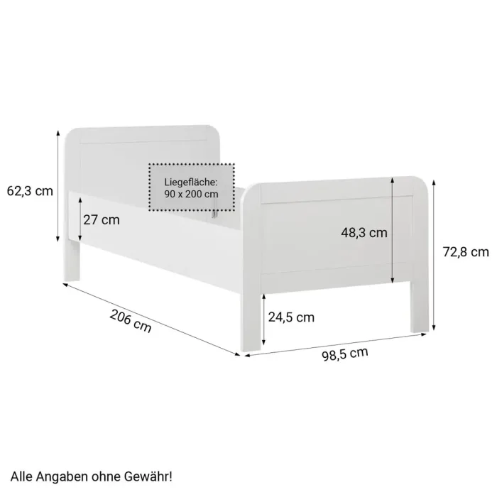 Höhenverstellbares Komfortbett 90x200 - Seniorenbett in Weiß