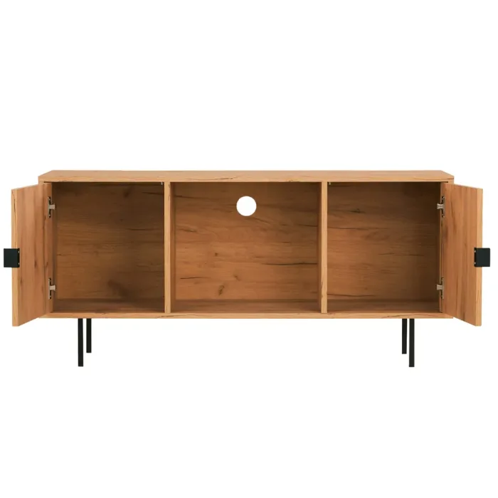 Fernsehschrank 120 cm Breite – TV Board mit Ablage und zwei Türen – Farbe: Natur