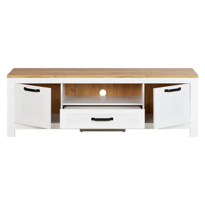 TV Board im Landhausstil 164 cm – Sideboard mit viel Stauraum – Farbe: Weiß