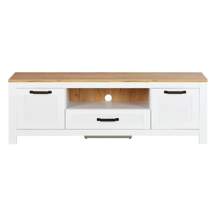 TV Board im Landhausstil 164 cm – Sideboard mit viel Stauraum – Farbe: Weiß