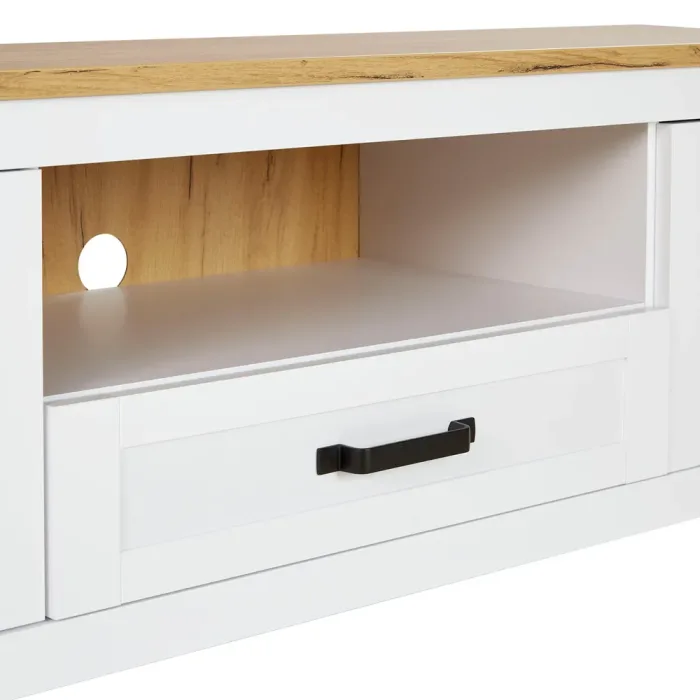 TV Board im Landhausstil 164 cm – Sideboard mit viel Stauraum – Farbe: Weiß