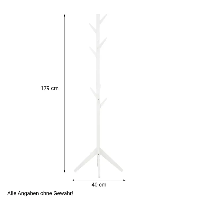 Stilvoller Kleiderständer in Weiß: Platzsparende Garderobe mit 10 Haken aus massivem Kiefernholz