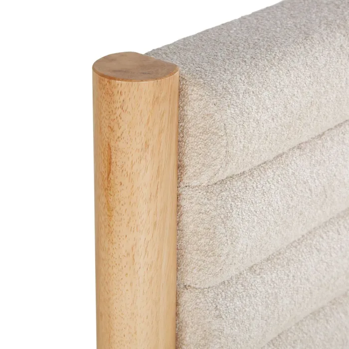 Polsterbett 140x200 - Boucle Doppelbett mit Komfort Rückenlehne - Farbe: Natur Beige