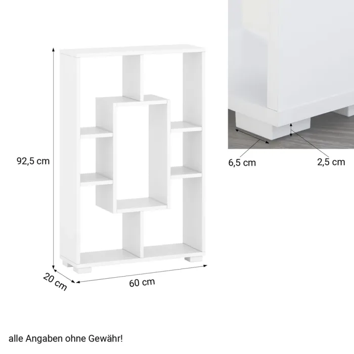 Wand- und Standregal - Mehrzweckregal mit sieben Fächern und Ablage – Farbe: Weiß