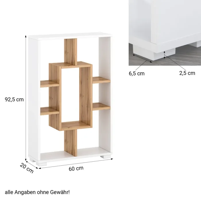 Stand- und Wandregal - mehrere Varianten in einem Regalsystem mit Fächern – Farbe: Weiß Natur