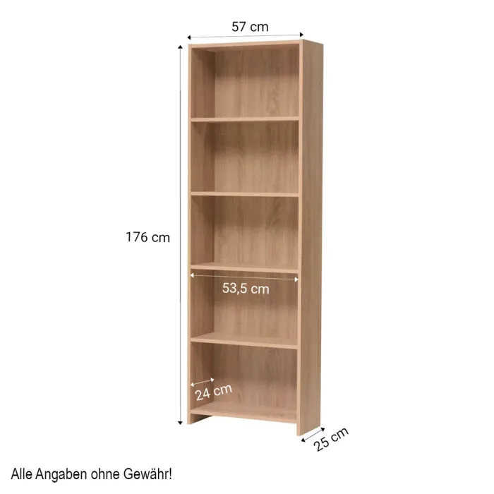 Funktionales Standregal 57 cm Breite - Regal mit fünf Ablagefächern für optimale Organisation - Farbe: Natur