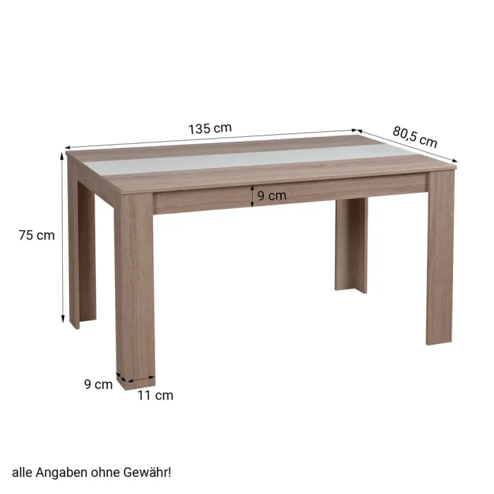 Massiver Esstisch 135x80 cm mit Wendeplatte - Brauntöne und Weiß