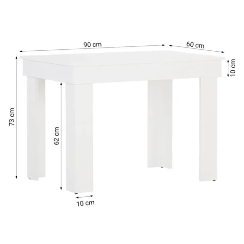 Einladendes Ambiente: Kompakter Esszimmertisch 90x60 cm für Singles und Paare - Farbe: Weiß