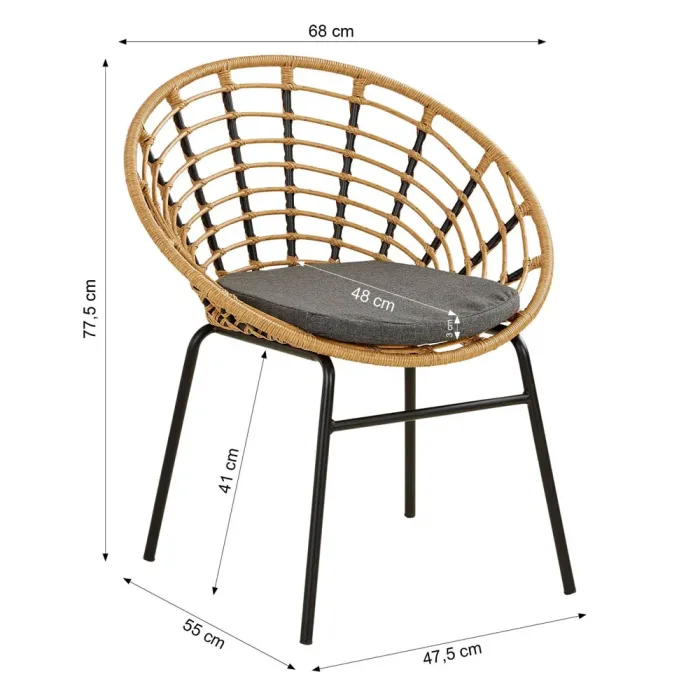 Gartenmöbel Set mit Rattan-Look - Lounge Möbel Set für gesellige Stunden im Freien – Farbe: Natur Schwarz