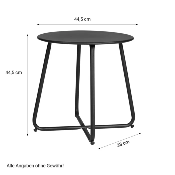 Formvollendetes Design: Der Wetterfeste Beistelltisch aus Metall für Ihr Zuhause – Farbe: Schwarz