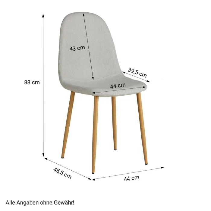 Gepolsterte bequeme Esszimmerstühle - Heller Polsterstuhl mit Leinenbezug - Farbe: Grau Natur