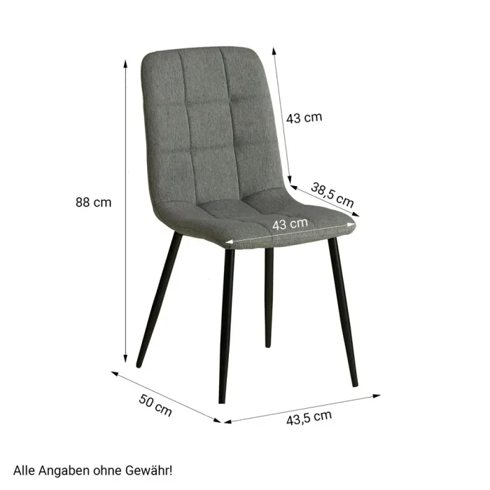 Esszimmerstühle als Ergänzung für Zuhause - Küchenstühle mit edlem Leinenbezug - Farbe: Anthrazit Schwarz