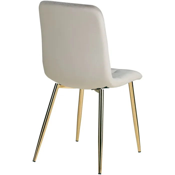 Gemütlichkeit in edlem Design: Esszimmerstühle mit Polsterbezug in Samt - Farbe: Creme Gold