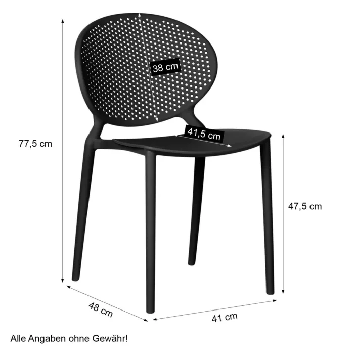 Balkonstühle im Set für den Sommer - Wetterfeste Gartenstühle mit Stapelfunktion - Farbe: Schwarz