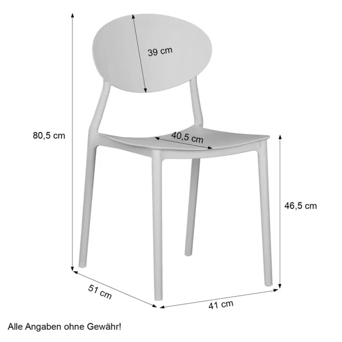 Set aus 4 stapelbaren Gartenstühlen - Bequeme und wetterfeste Outdoor-Stühle - Farbe: Grau