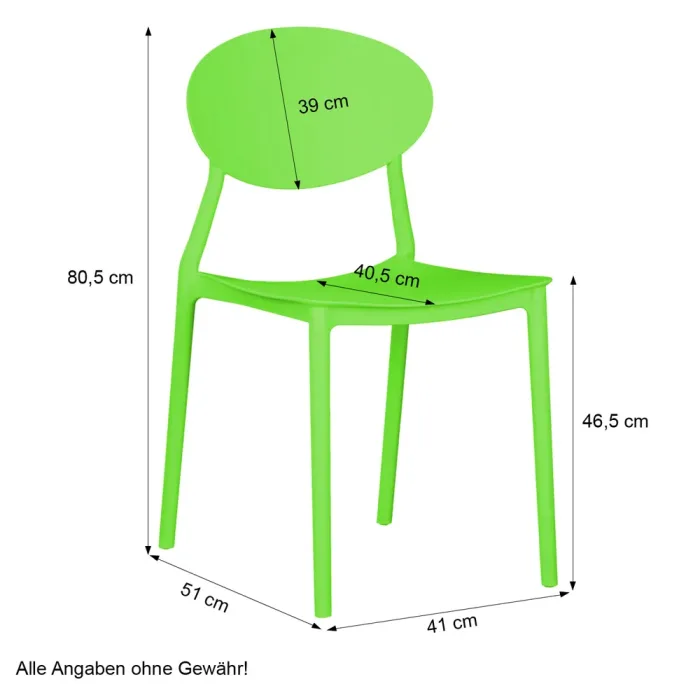 Gruppe von 4 stapelbaren Outdoor-Sitzen - Komfortable und wetterbeständige Stühle - Farbe: Grün