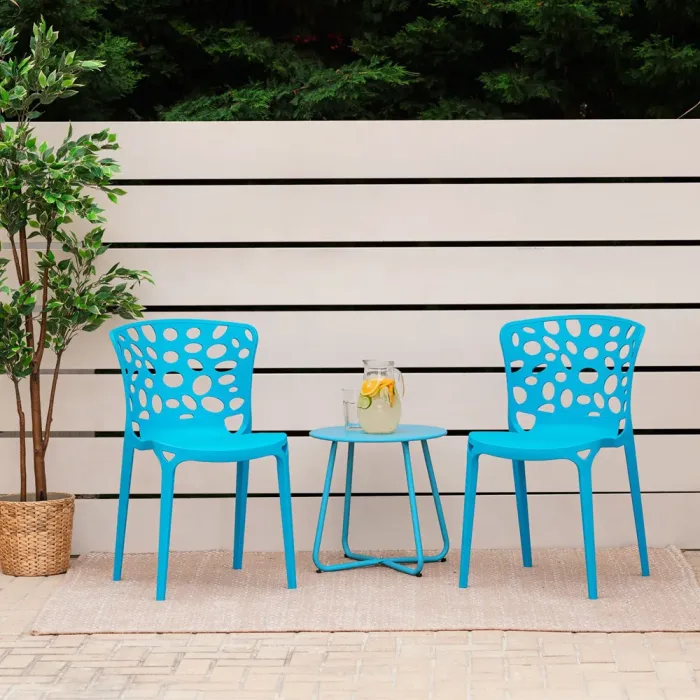 Wetterfeste Gartenstühle im Set für den Außenbereich - Terrassenmöbel für Ihren Rückzugsort - Farbe: Blau