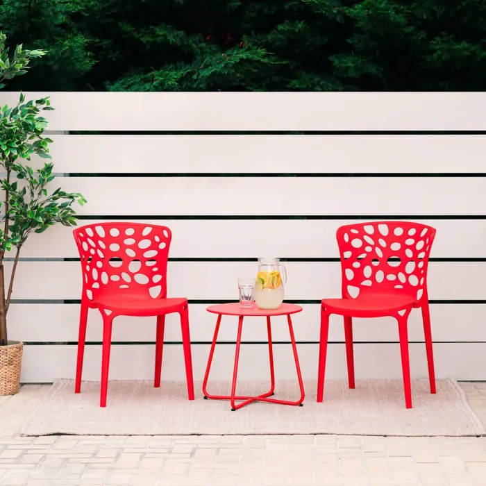 Terrassenstühle für Ihr Freiluftwohnzimmer - Wetterbeständige Balkonstühle im Set - Farbe: Rot