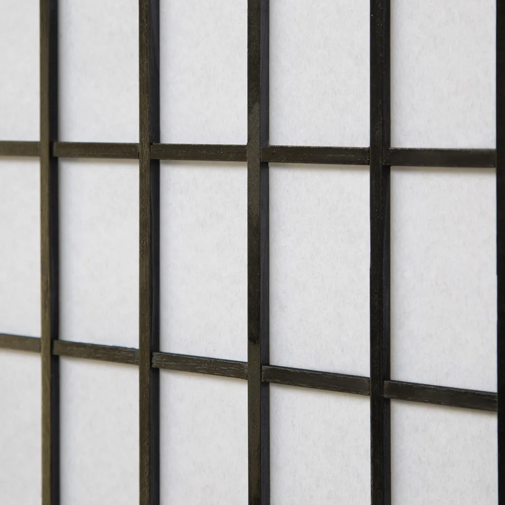 Geprüfte Retourware - Paravent Raumteiler 3-teilig - Quadrate Holz Reispapier - 132 cm Breite und 175 cm Höhe - Farbe: Schwarz mit Weiß – Bild 5