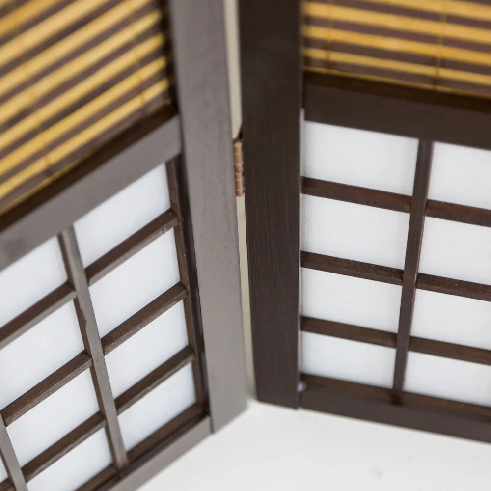 Geprüfte Retourware - Paravent - 4-teilig - Bambus und Reispapier - 176 cm Breite und 175 cm Höhe - Farbe: Braun