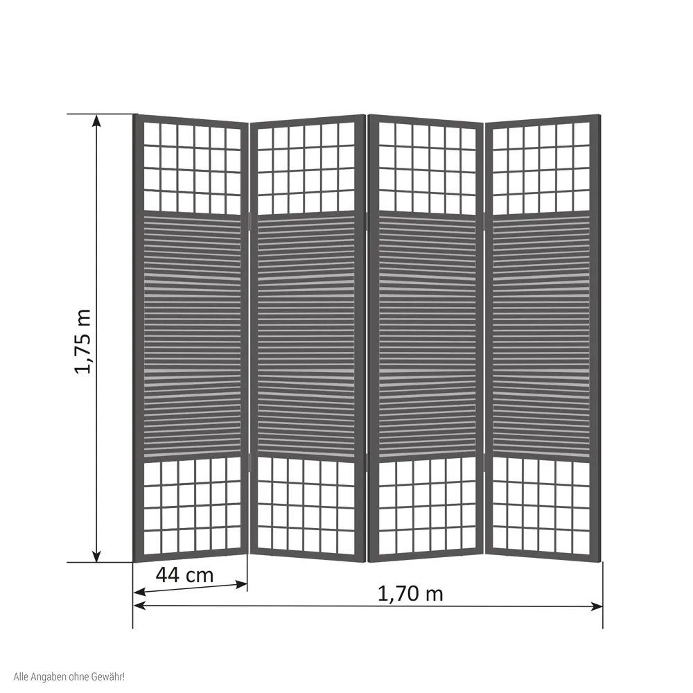 Geprüfte Retourware - Paravent - 4-teilig - Bambus und Reispapier - 176 cm Breite und 175 cm Höhe - Farbe: Braun