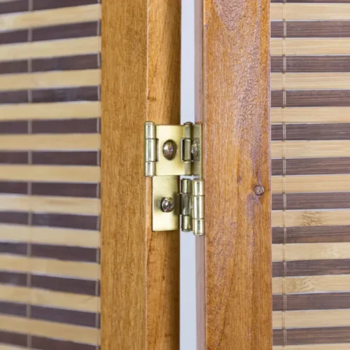 Geprüfte Retourware - Paravent - 4-teilig - Holzrahmen und Bambusstreben - 176 cm Breite und 175 cm Höhe - Farbe: Braun