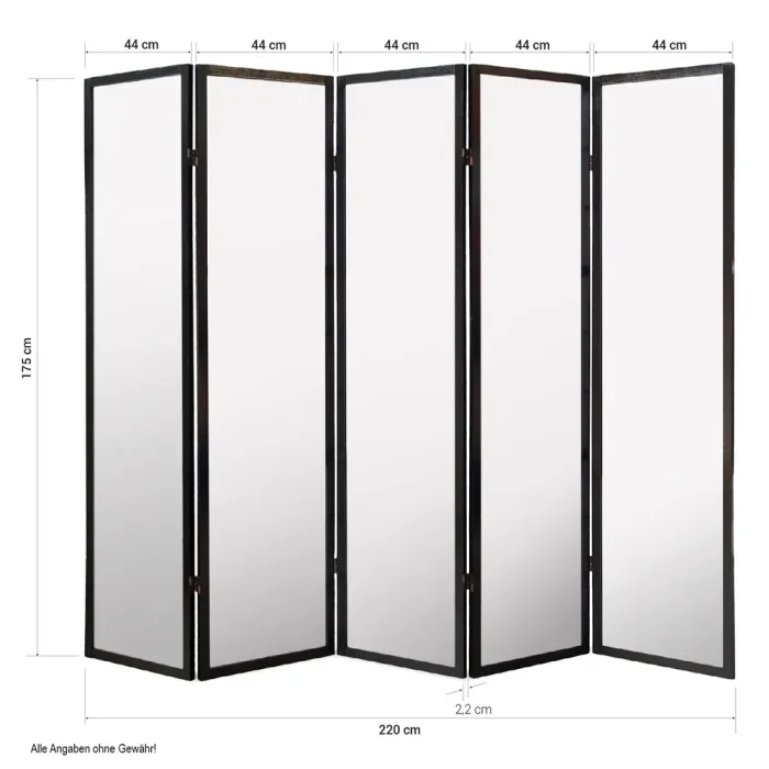 Geprüfte Retourware - Paravent - 5-teilig - Holzstreben und Reispapier - 220 cm Breite und 175 cm Höhe - Farbe: Natur mit Weiß