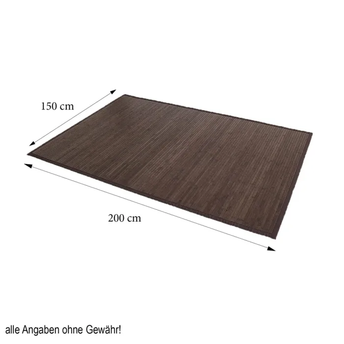 Rechteckiger Bambusteppich 150 x 200 cm - Bambusmatte - Braun Dunkelbraun