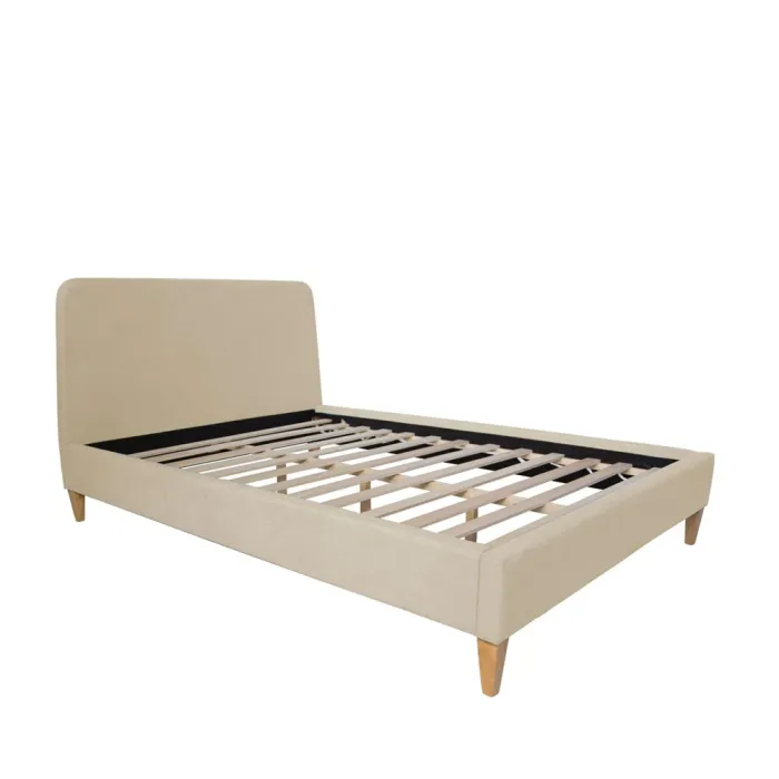 Polsterbett 140x200 - Doppelbett mit hohem Kopfteil - Farbe: Beige