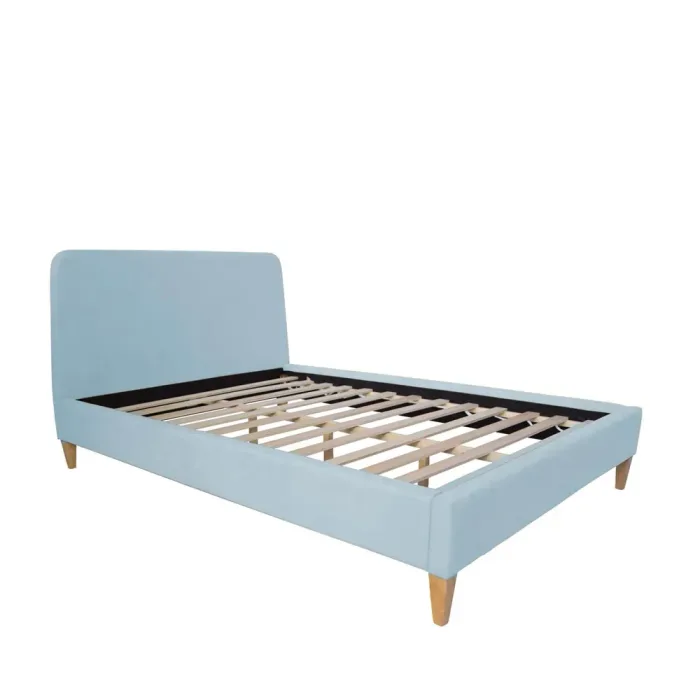 Polsterbett 140x200 - Doppelbett mit hohem Kopfteil - Farbe: Hellblau